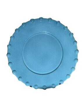 Ancora Italian Ceramic Plate 11" Dia. Set of 3 Blue Textured Design Microwave